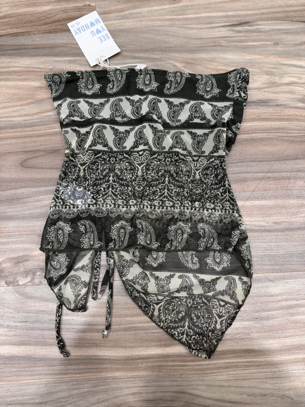 See You Monday Black Paisley Strapless Top - Picture 2 of 3